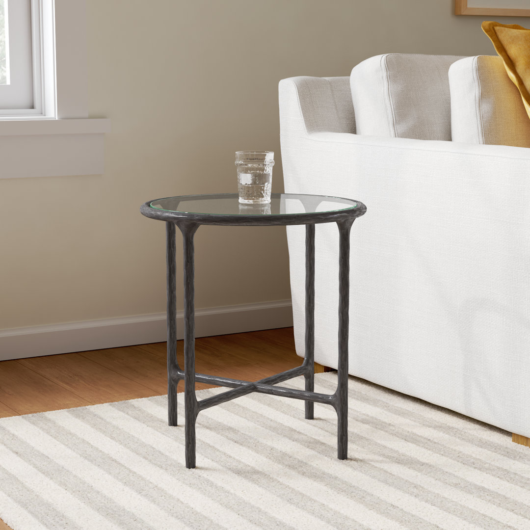 Evelynn Glass Cross Legs End Table